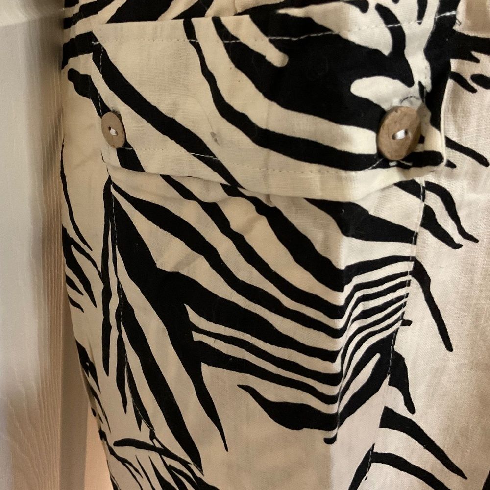 Rachel Zoe Plus Linen Blend Drawstring Cargo Joggers Size 1X Black/Khaki - Picture 5 of 11